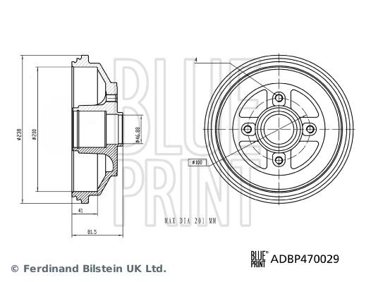 Гальмівний барабан BLUE PRINT ADBP470029