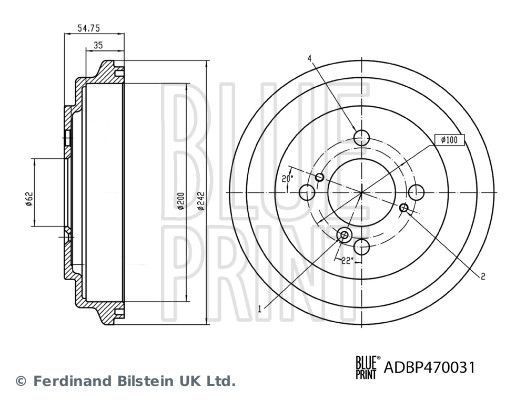 Гальмівний барабан BLUE PRINT ADBP470031