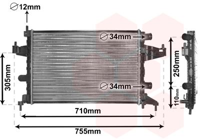 Радіатор, система охолодження двигуна VAN WEZEL 37002303