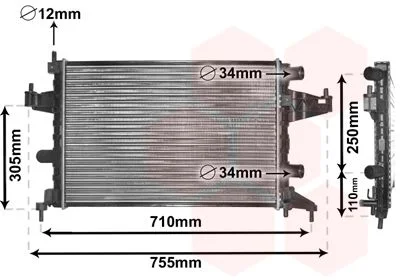 Radiator, engine cooling VAN WEZEL 37002303