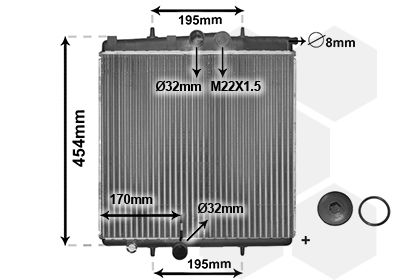 Radiator, engine cooling VAN WEZEL 40002188