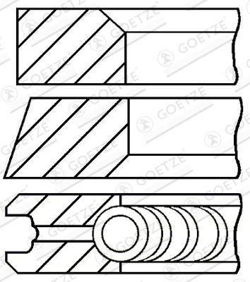 Stūmoklio žiedų komplektas GOETZE ENGINE 08-109507-00