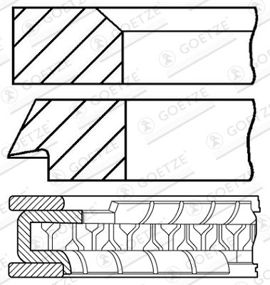 Stūmoklio žiedų komplektas GOETZE ENGINE 08-104200-00