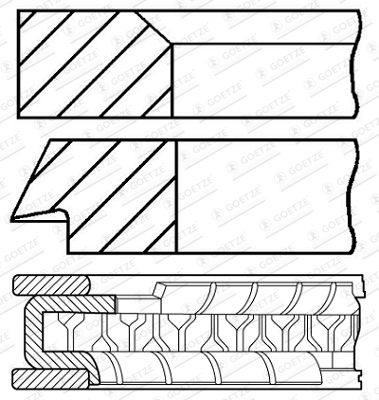 Stūmoklio žiedų komplektas GOETZE ENGINE 08-424200-10