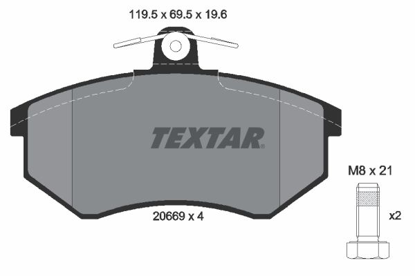 Stabdžių trinkelių rinkinys, diskinis stabdys TEXTAR 2066921