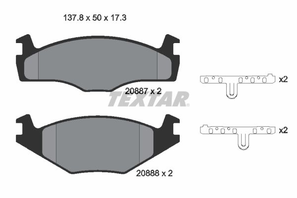 Brake Pad Set, disc brake TEXTAR 2088708