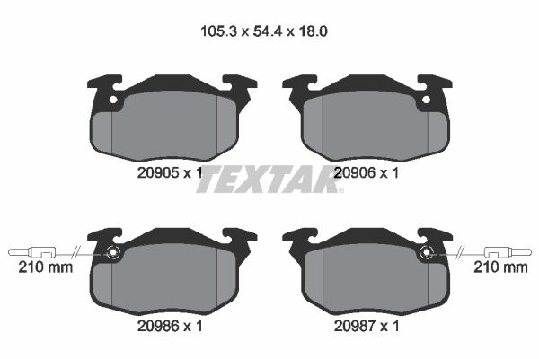 Brake Pad Set, disc brake TEXTAR 2090506