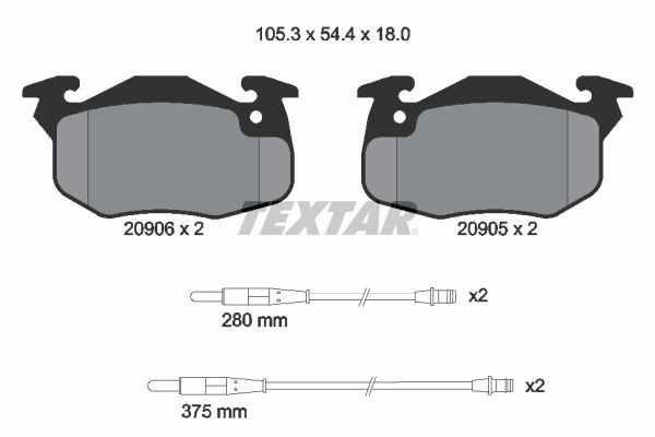 Brake Pad Set, disc brake TEXTAR 2090604