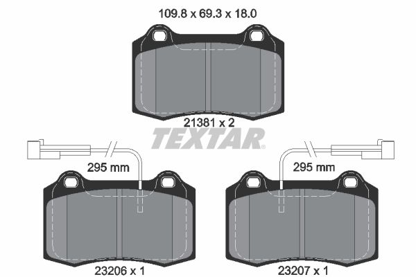 Комплект гальмівних накладок, дискове гальмо TEXTAR 2138103