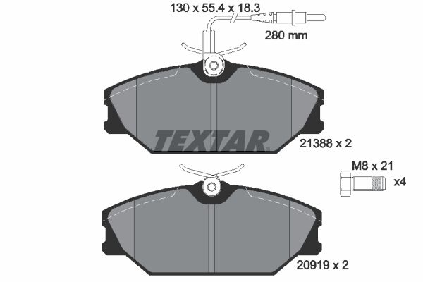 Комплект гальмівних накладок, дискове гальмо TEXTAR 2138802