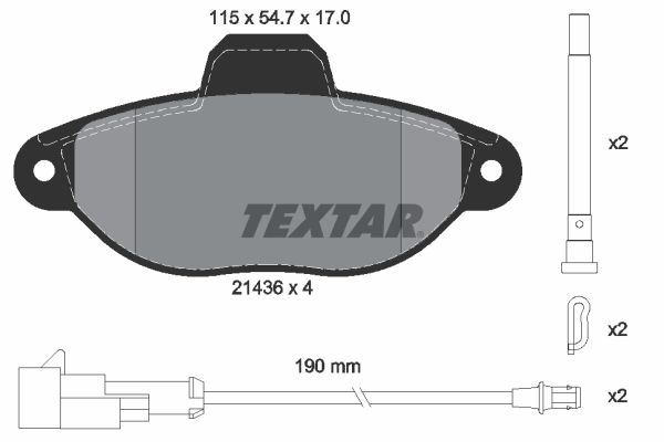 Комплект гальмівних накладок, дискове гальмо TEXTAR 2143609