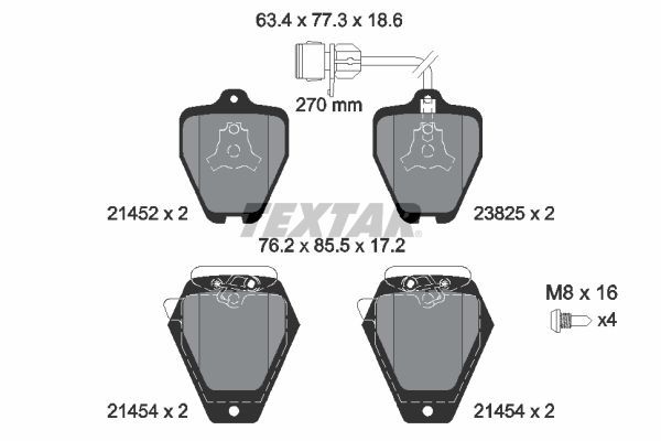 Stabdžių trinkelių rinkinys, diskinis stabdys TEXTAR 2145201