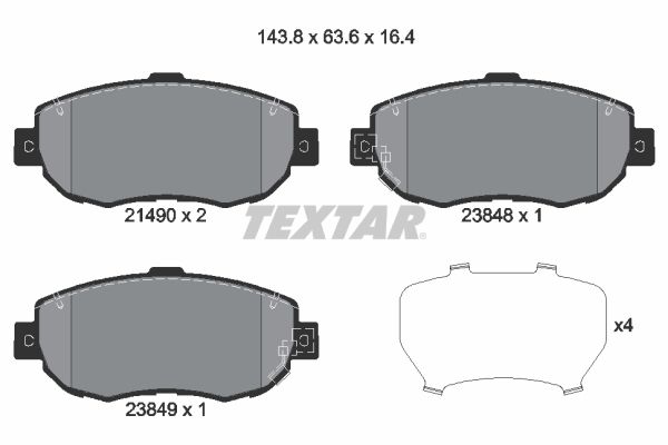 Комплект гальмівних накладок, дискове гальмо TEXTAR 2149001