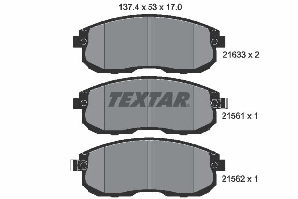 Комплект гальмівних накладок, дискове гальмо TEXTAR 2156101