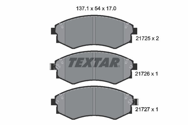 Комплект гальмівних накладок, дискове гальмо TEXTAR 2172501