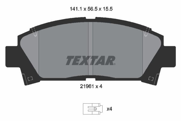 Комплект гальмівних накладок, дискове гальмо TEXTAR 2196102