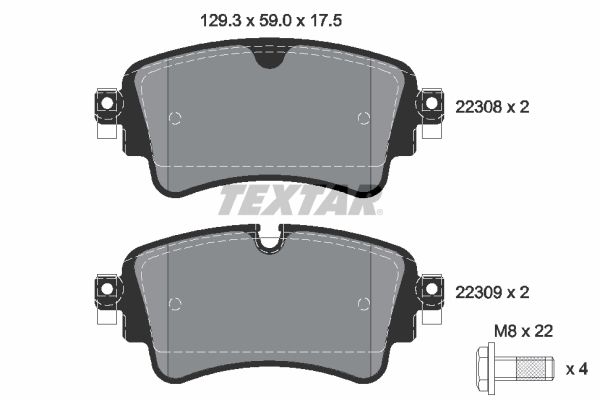 Комплект гальмівних накладок, дискове гальмо TEXTAR 2230801