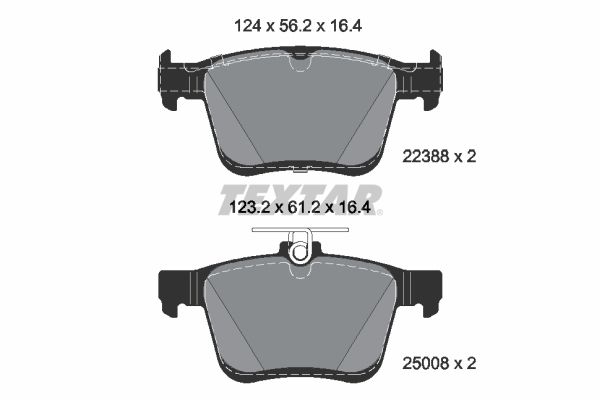 Комплект гальмівних накладок, дискове гальмо TEXTAR 2238801