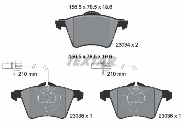 Stabdžių trinkelių rinkinys, diskinis stabdys TEXTAR 2303401