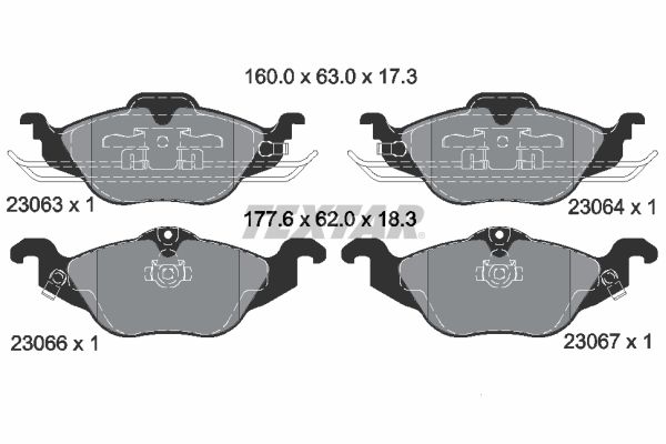 Brake Pad Set, disc brake TEXTAR 2306302