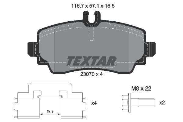 Brake Pad Set, disc brake TEXTAR 2307003