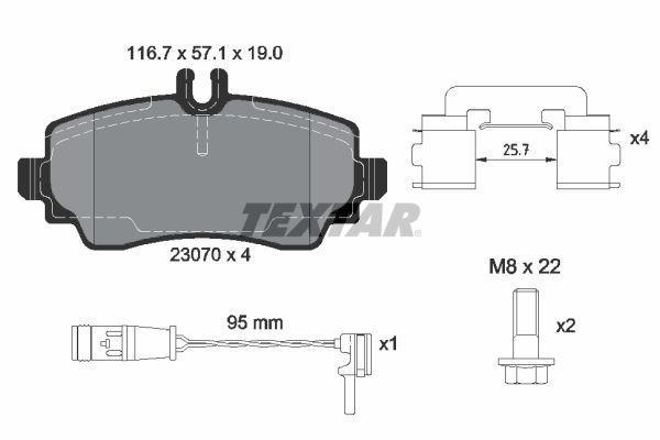 Brake Pad Set, disc brake TEXTAR 2307005