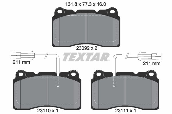 Комплект гальмівних накладок, дискове гальмо TEXTAR 2309201