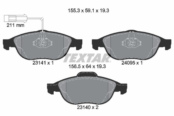 Brake Pad Set, disc brake TEXTAR 2314101