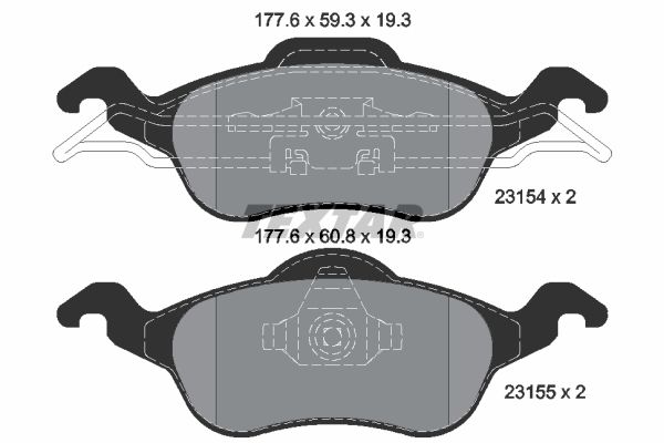 Комплект гальмівних накладок, дискове гальмо TEXTAR 2315402