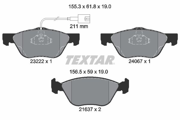 Комплект гальмівних накладок, дискове гальмо TEXTAR 2322201