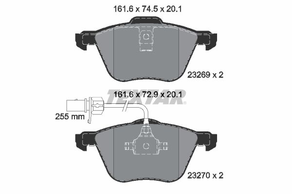 Комплект гальмівних накладок, дискове гальмо TEXTAR 2326903