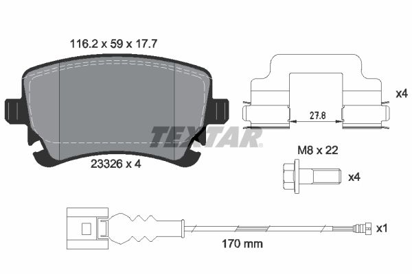 Brake Pad Set, disc brake TEXTAR 2332602