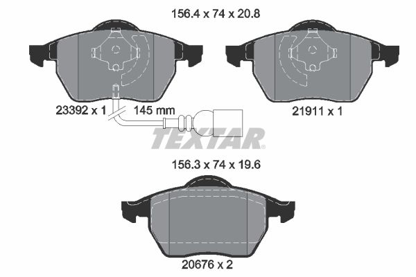 Комплект гальмівних накладок, дискове гальмо TEXTAR 2339201