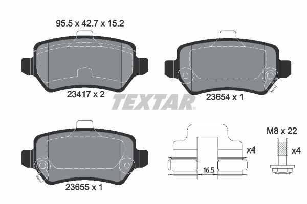 Stabdžių trinkelių rinkinys, diskinis stabdys TEXTAR 2341703