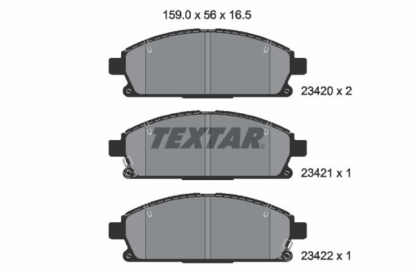 Комплект гальмівних накладок, дискове гальмо TEXTAR 2342001