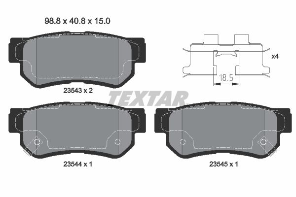 Brake Pad Set, disc brake TEXTAR 2354301