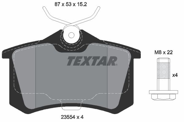 Комплект гальмівних накладок, дискове гальмо TEXTAR 2355401