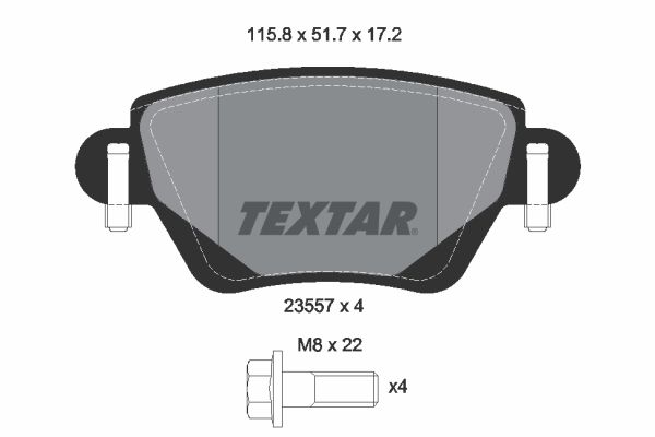 Комплект гальмівних накладок, дискове гальмо TEXTAR 2355701