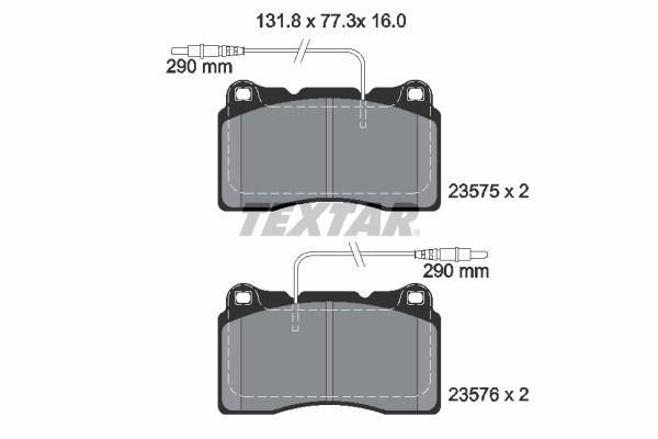 Комплект гальмівних накладок, дискове гальмо TEXTAR 2357501
