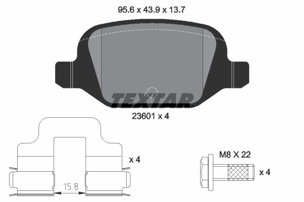 Комплект гальмівних накладок, дискове гальмо TEXTAR 2360102