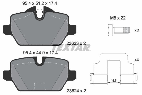 Brake Pad Set, disc brake TEXTAR 2362303