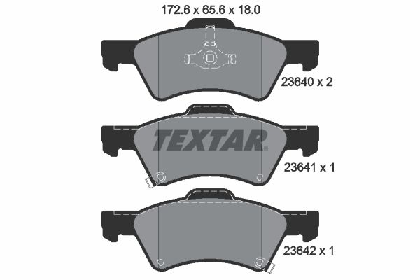 Комплект гальмівних накладок, дискове гальмо TEXTAR 2364001