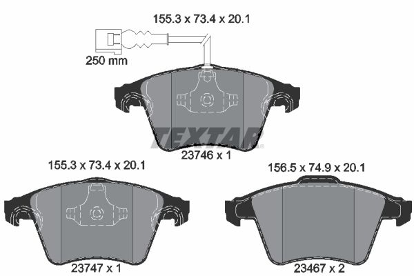 Stabdžių trinkelių rinkinys, diskinis stabdys TEXTAR 2374602