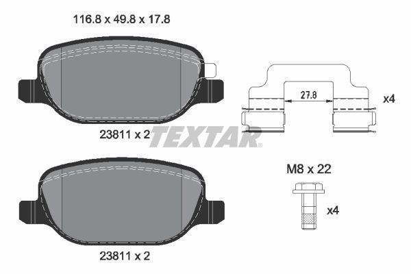 Brake Pad Set, disc brake TEXTAR 2381103