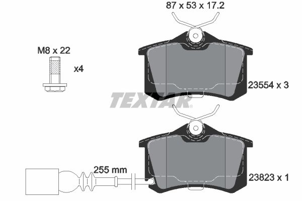 Комплект гальмівних накладок, дискове гальмо TEXTAR 2382301