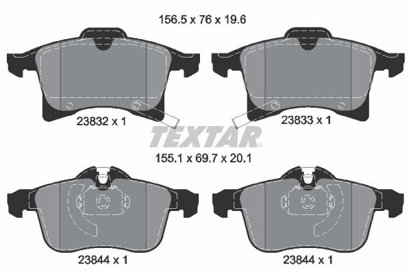 Комплект гальмівних накладок, дискове гальмо TEXTAR 2383201