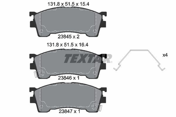 Комплект гальмівних накладок, дискове гальмо TEXTAR 2384504