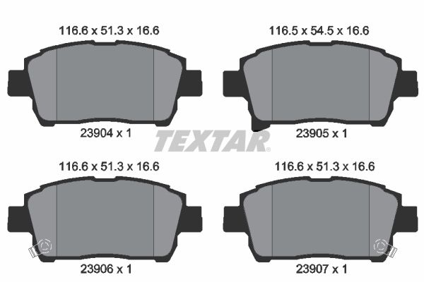 Комплект гальмівних накладок, дискове гальмо TEXTAR 2390401