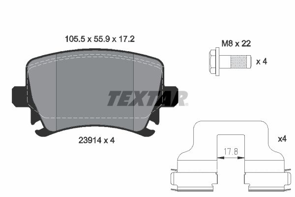 Комплект гальмівних накладок, дискове гальмо TEXTAR 2391401