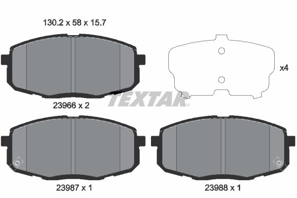 Комплект гальмівних накладок, дискове гальмо TEXTAR 2396601